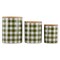 Contemporary Home Living Set of 3 5.5" Antique Green and Cream White Buffalo Check Ceramic Canisters
